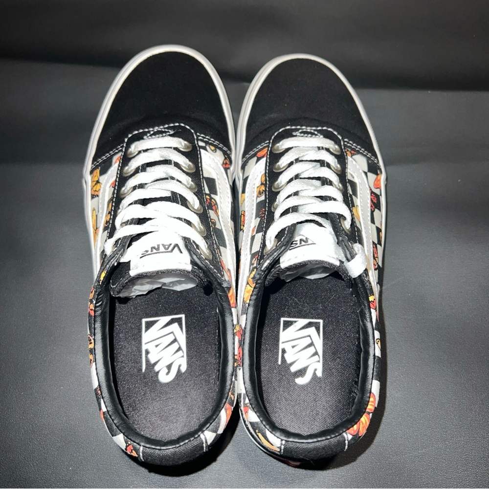 Vans Black and White Sneakers with Butterfly Design